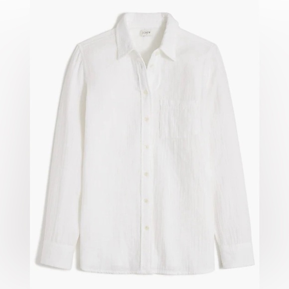 J Crew Factory Petite Gauze button-up long sleeve shirt white size MP NWT BI217 - Picture 4 of 13